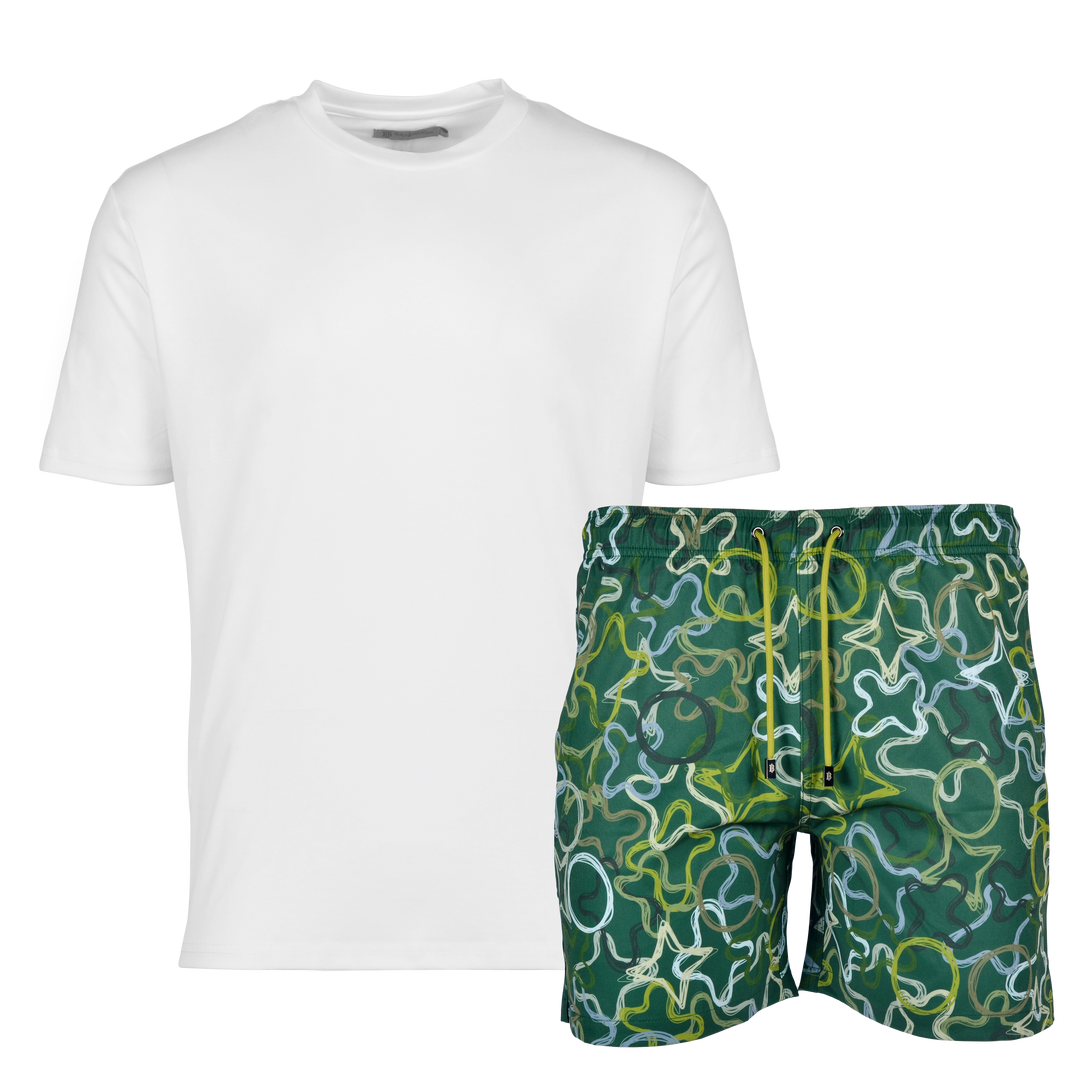 Quattro Green - Men's T-shirt & Swim Short Set