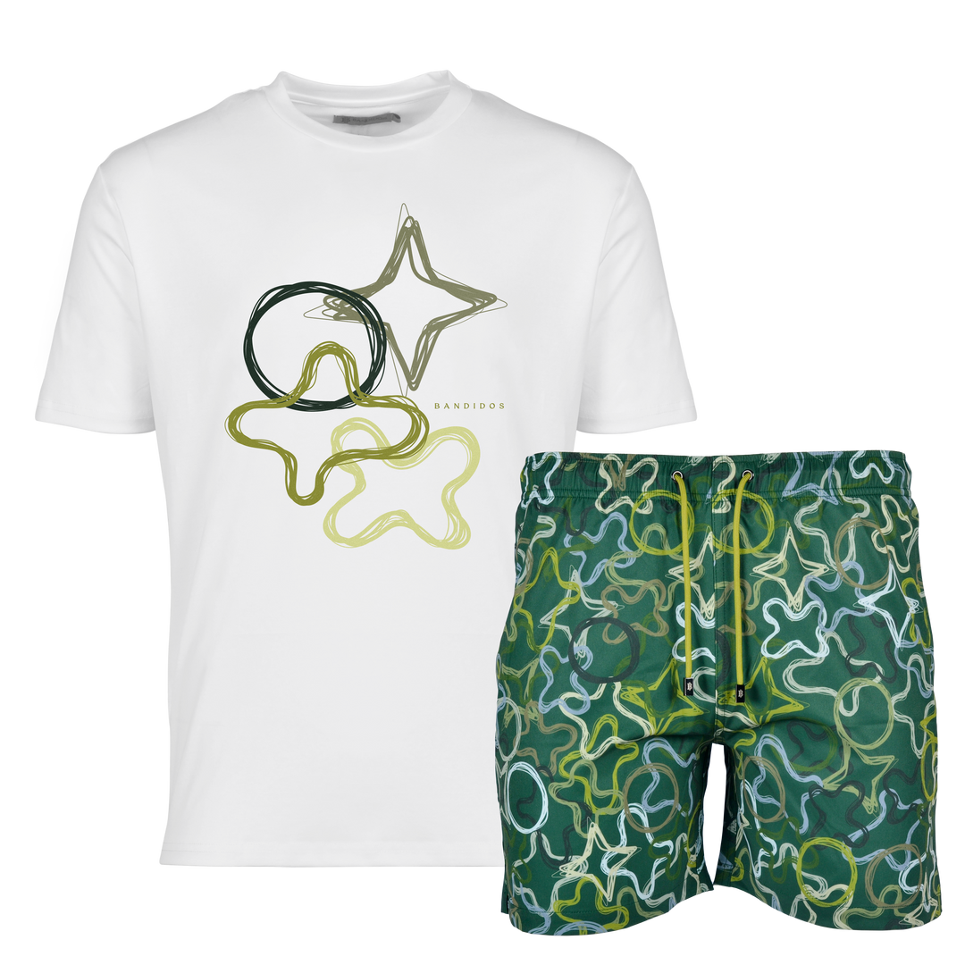 Quattro Green - Men's T-shirt & Swim Short Set