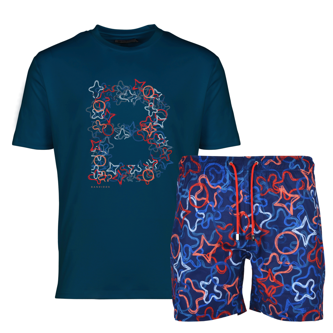 Quattro Red B - Men's T-shirt & Swim Short Set