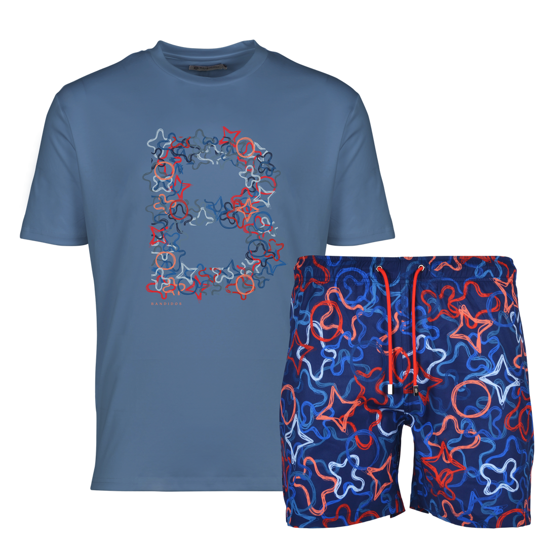 Quattro Red B - Men's T-shirt & Swim Short Set