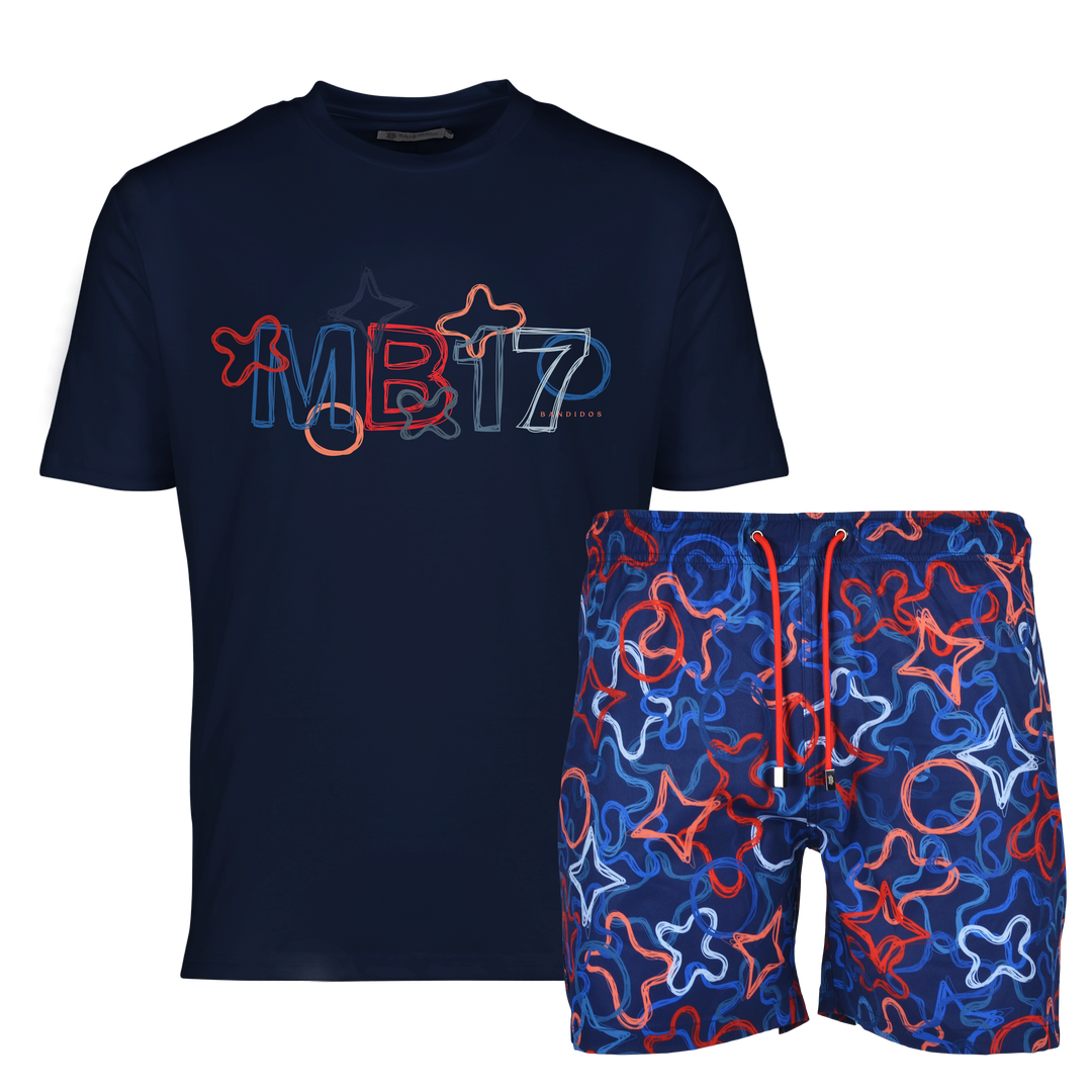 Quattro Red MB17 - Men's T-shirt & Swim Short Set