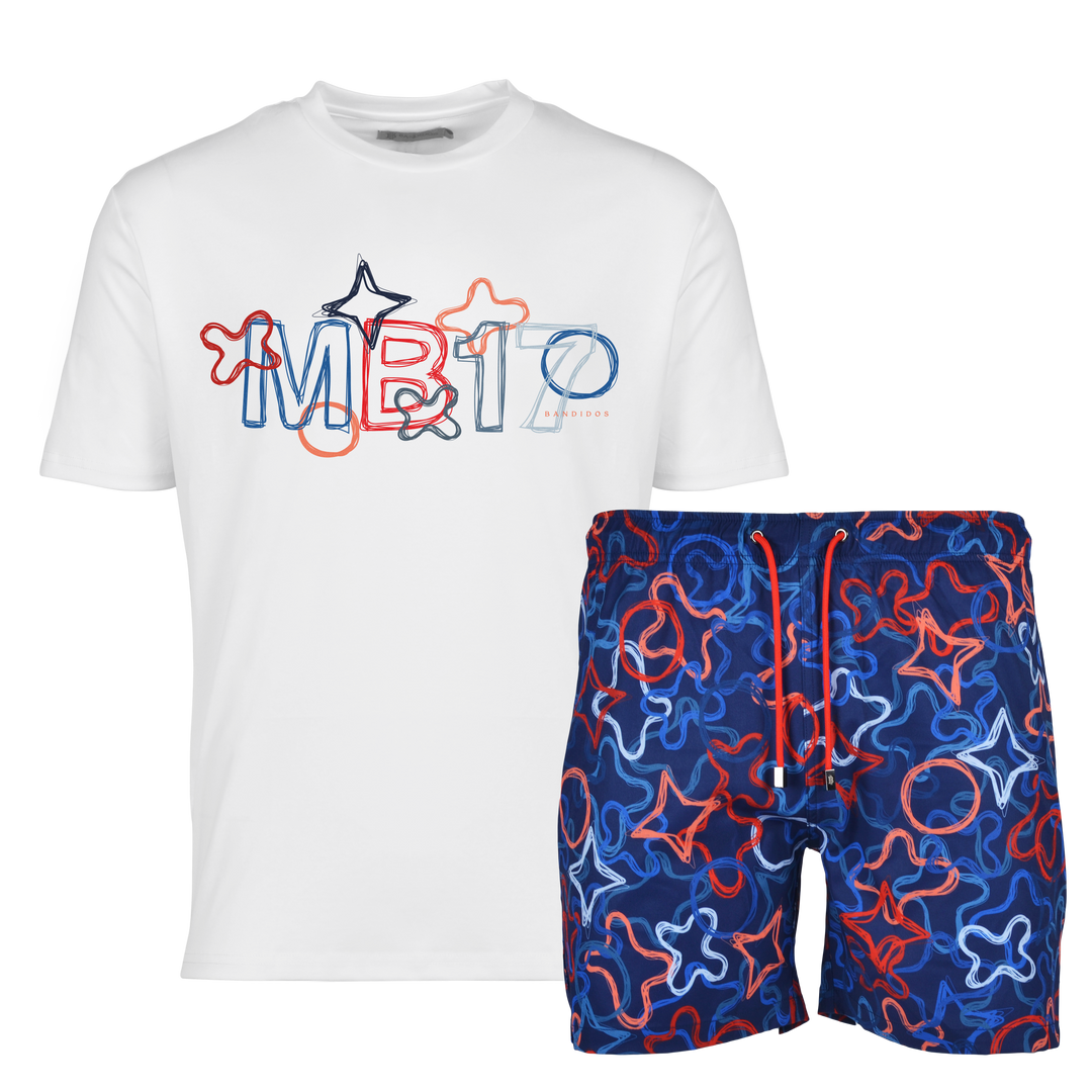 Quattro Red MB17 - Men's T-shirt & Swim Short Set