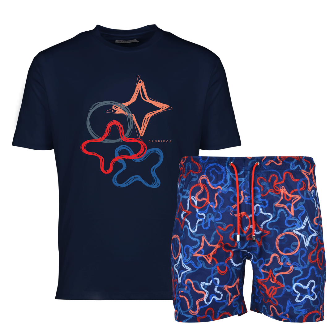 Quattro Red - Men's T-shirt & Swim Short Set