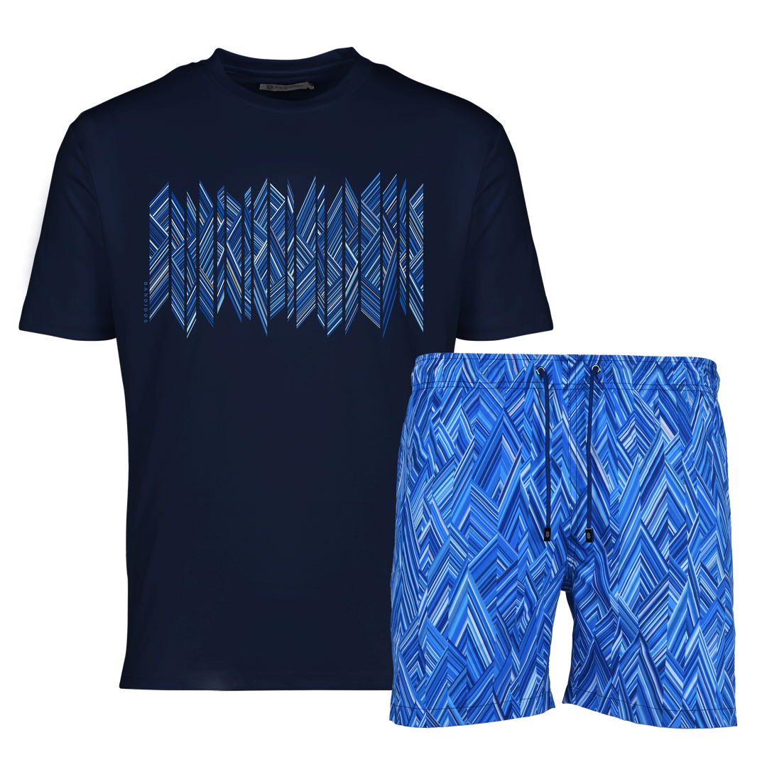 Shear Zig Santorini Shard - Men's T-Shirt & Swim Short Set