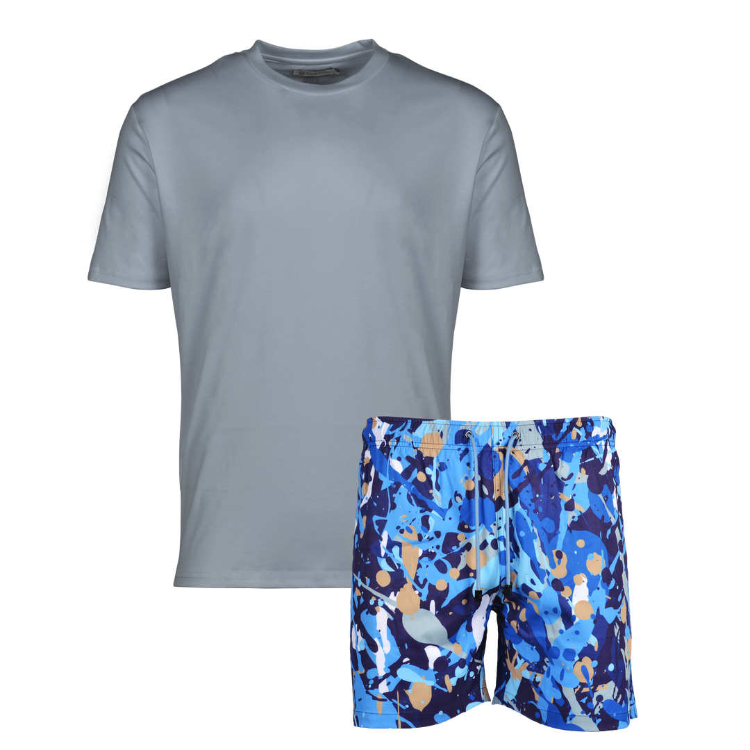 Splatter Blue - Men's T-shirt & Swim Short Set