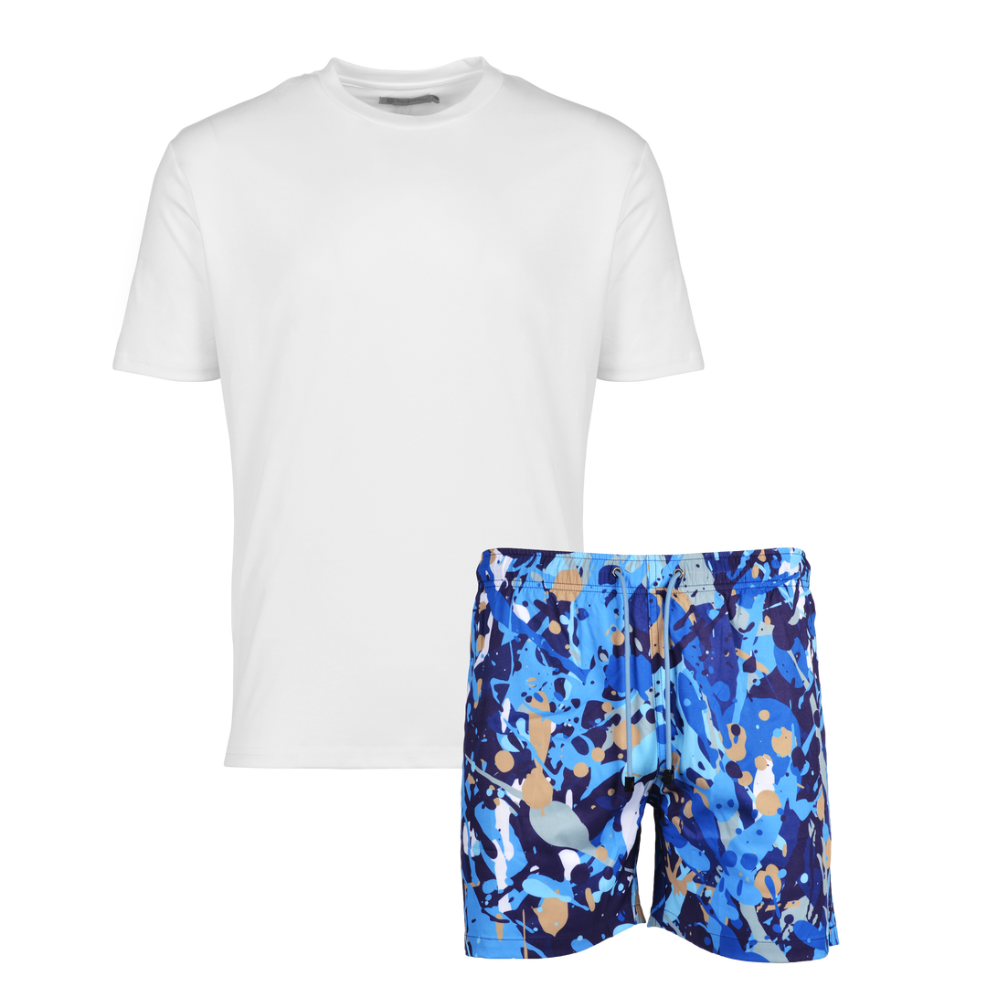 Splatter Blue - Men's T-shirt & Swim Short Set