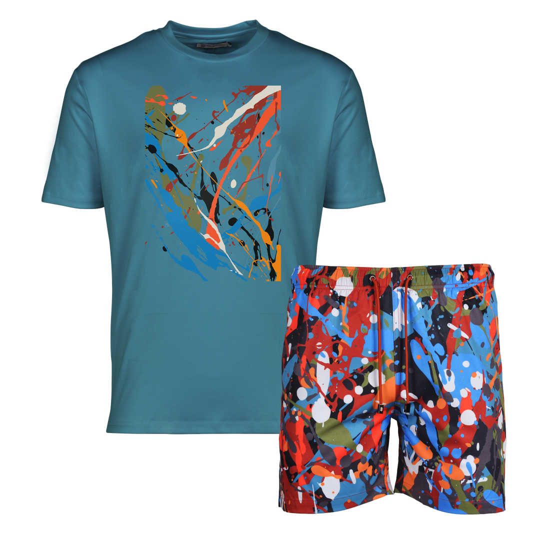 Splatter Multi - Men's T-shirt & Swim Short Set