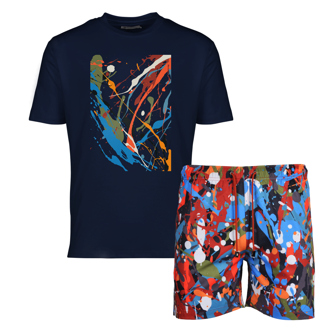 Splatter Multi - Men's T-shirt & Swim Short Set