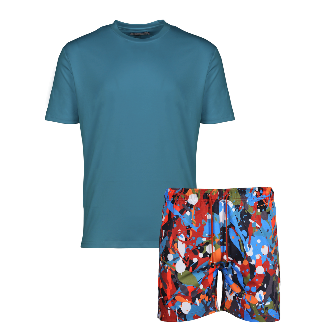 Splatter Multi - Men's T-shirt & Swim Short Set