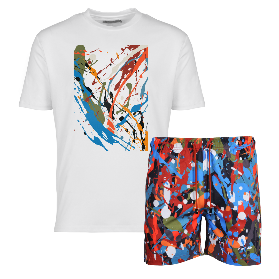 Splatter Multi - Men's T-shirt & Swim Short Set