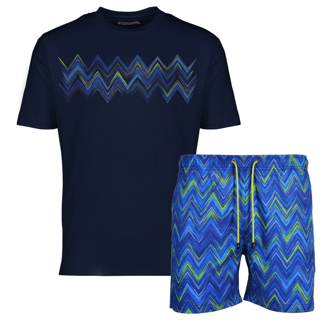 Space Zig Blue - Men's T-shirt & Swim Short Set