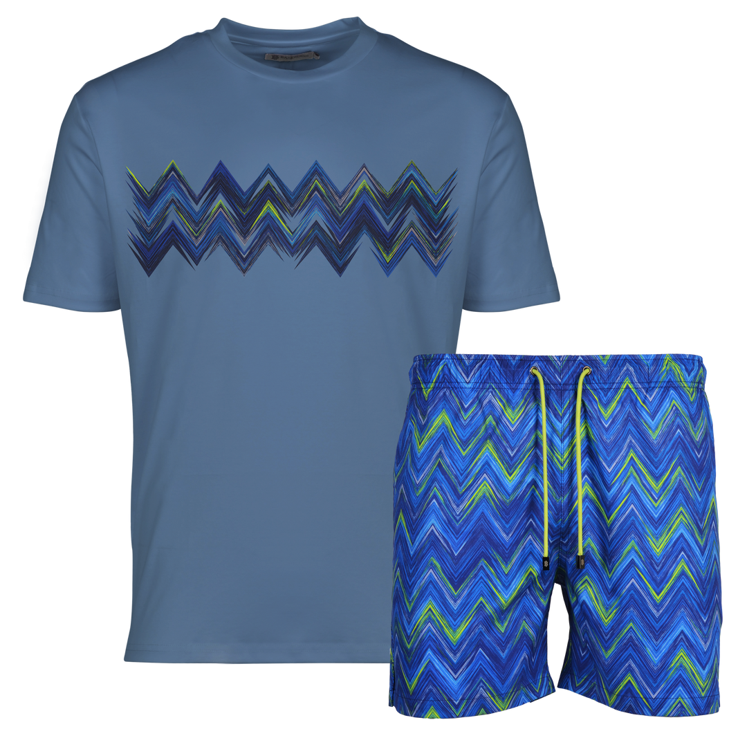 Space Zig Blue - Men's T-shirt & Swim Short Set