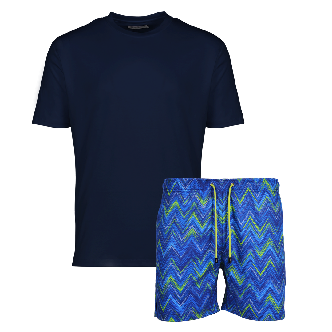 Space Zig Blue - Men's T-shirt & Swim Short Set