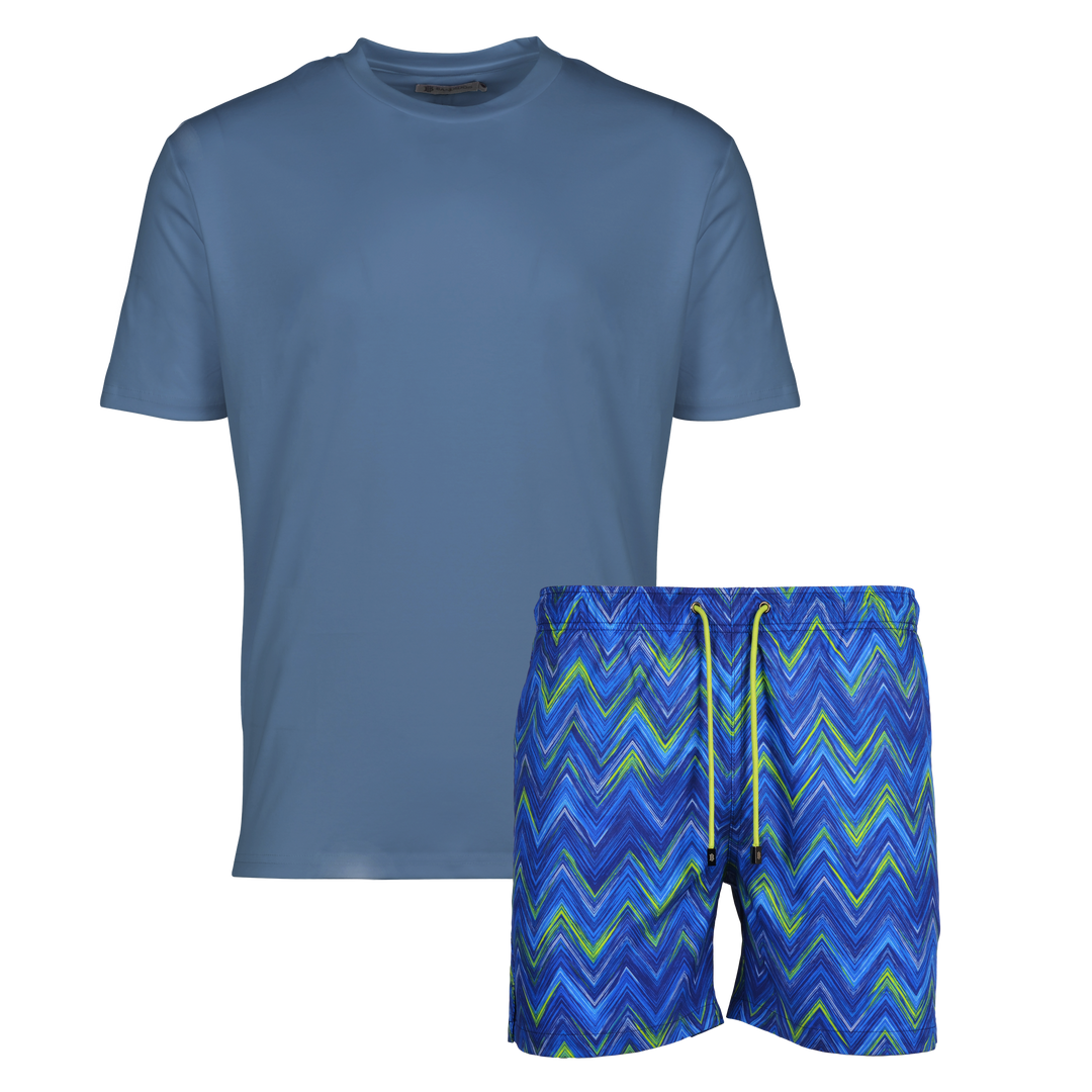 Space Zig Blue - Men's T-shirt & Swim Short Set