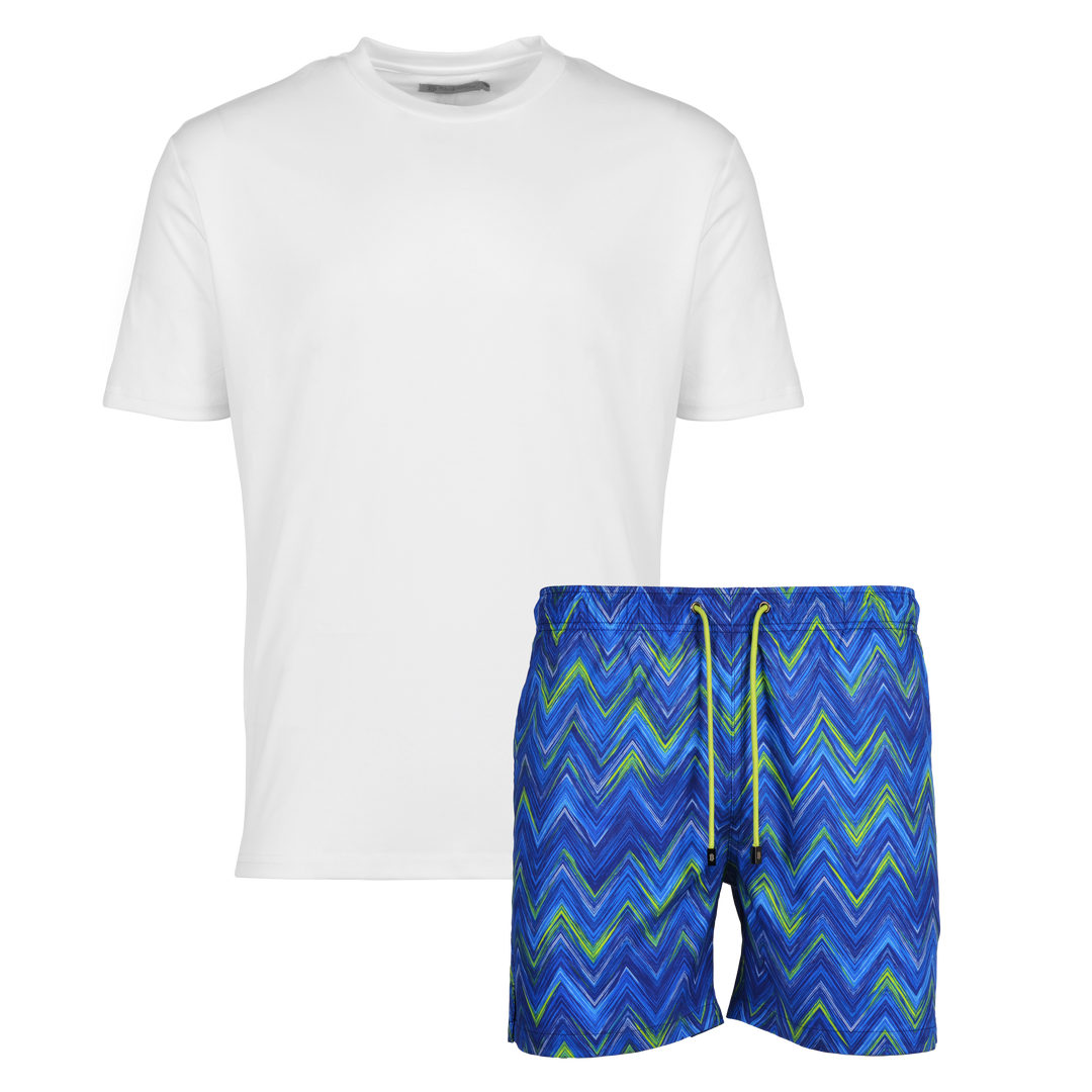 Space Zig Blue - Men's T-shirt & Swim Short Set