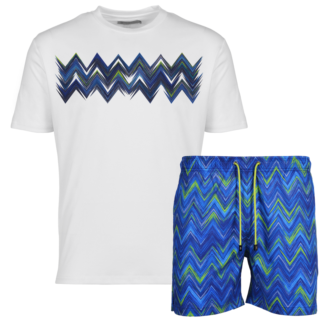 Space Zig Blue - Men's T-shirt & Swim Short Set