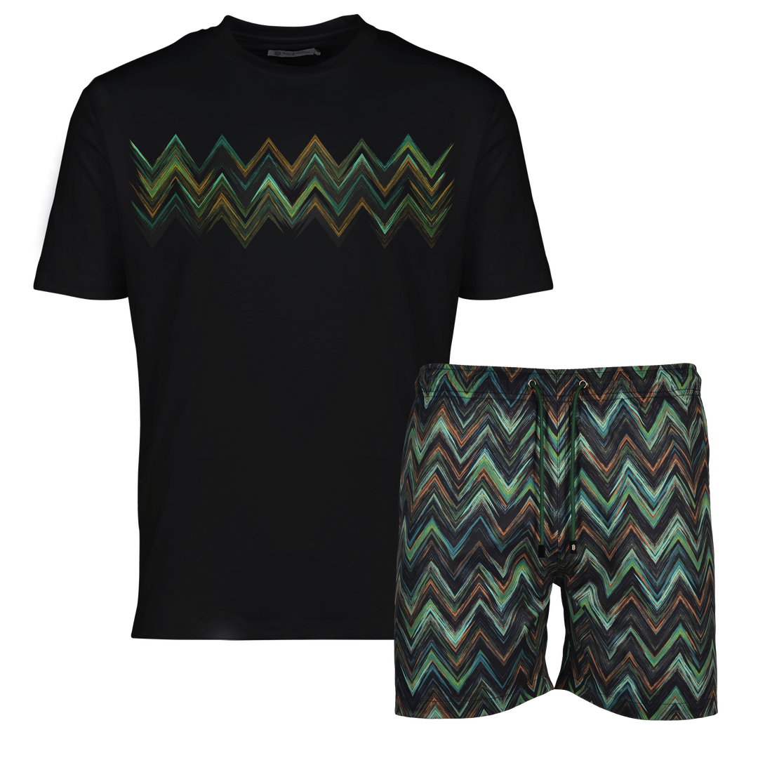 Space Zig Green - Men's T-shirt & Swim Short Set