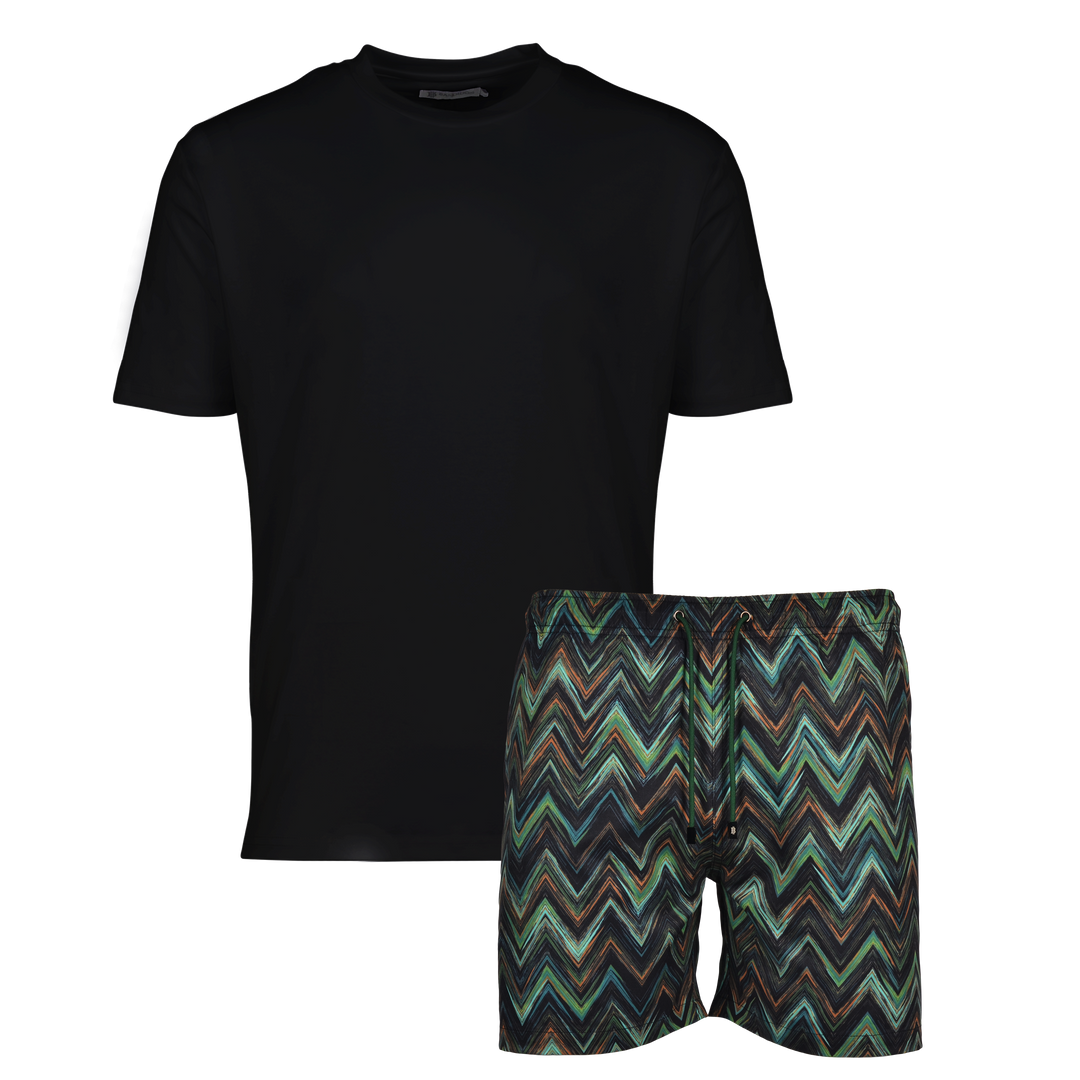 Space Zig Green - Men's T-shirt & Swim Short Set