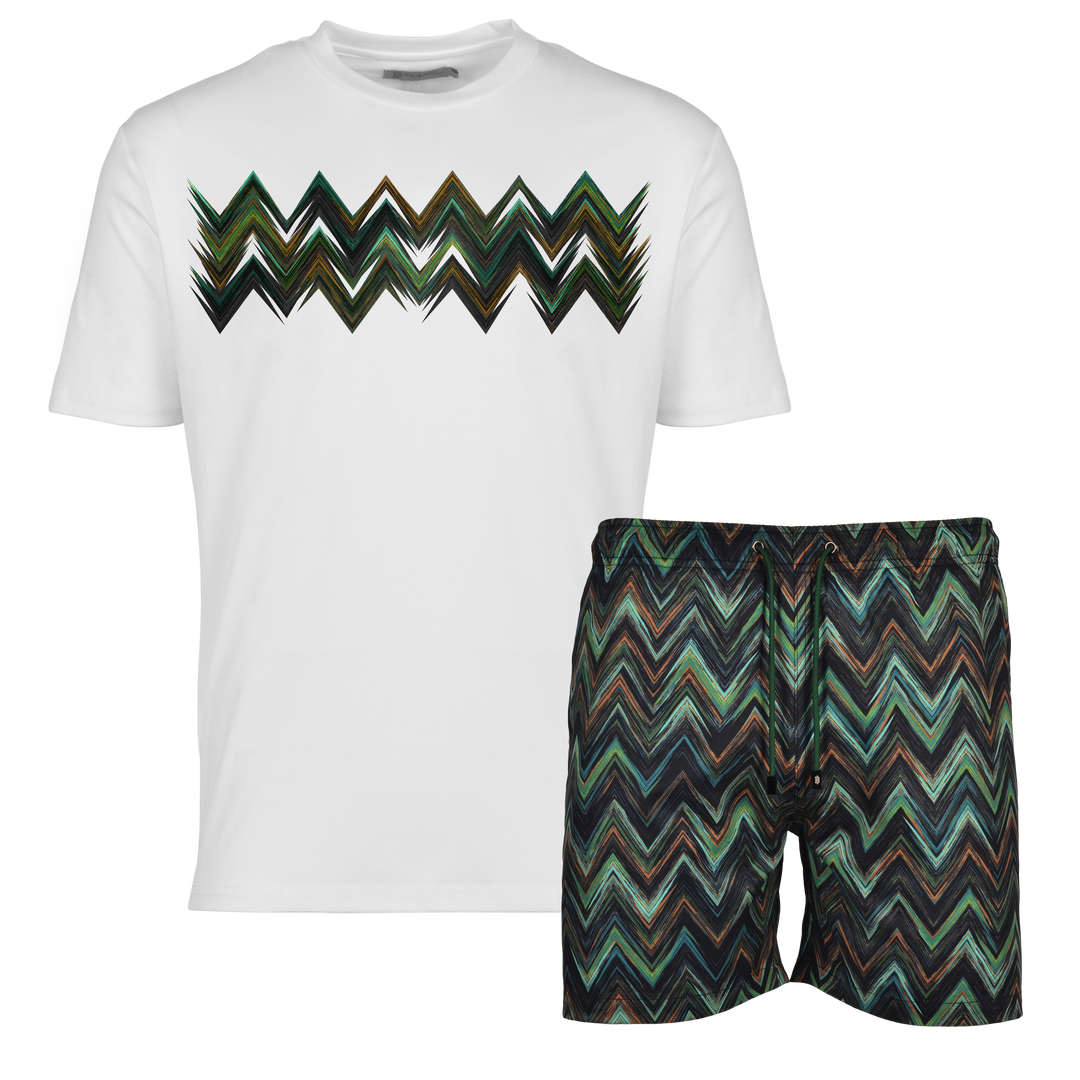 Space Zig Green - Men's T-shirt & Swim Short Set