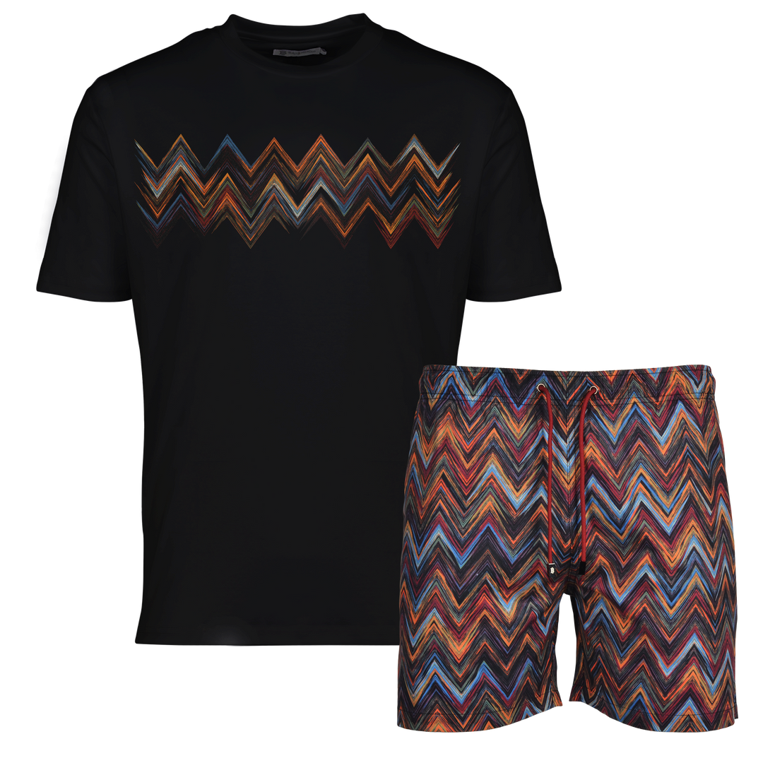 Space Zig Orange - Men's T-shirt & Swim Short Set