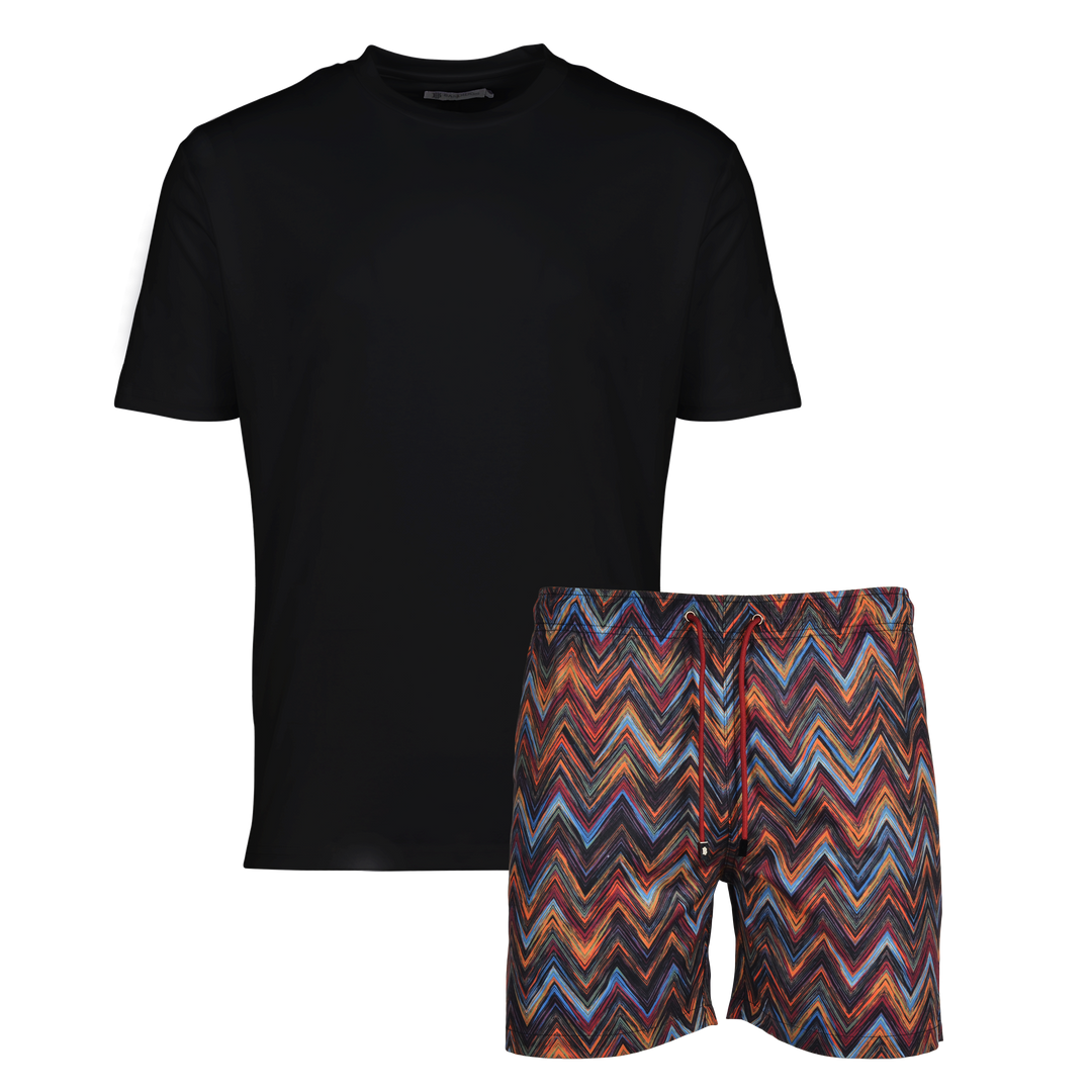 Space Zig Orange - Men's T-shirt & Swim Short Set