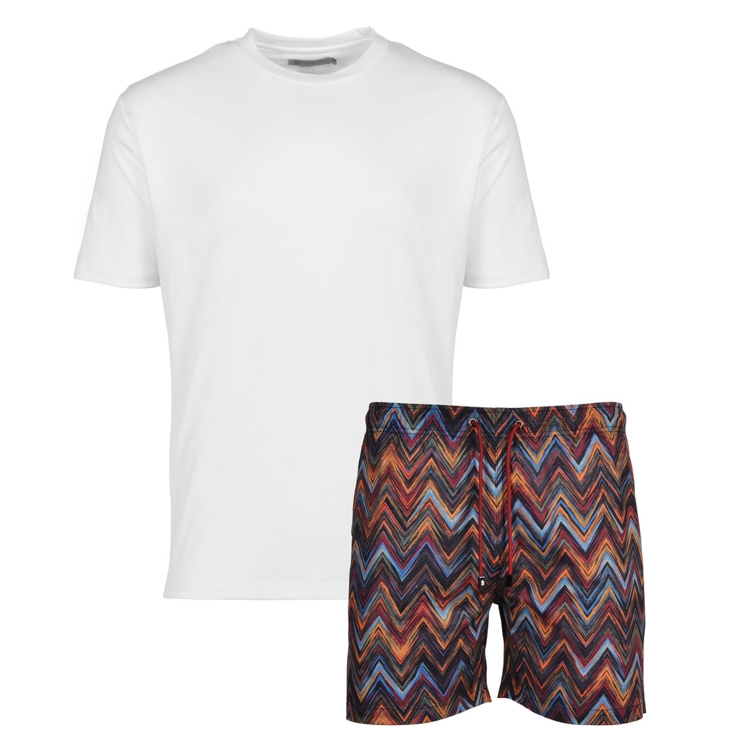 Space Zig Orange - Men's T-shirt & Swim Short Set