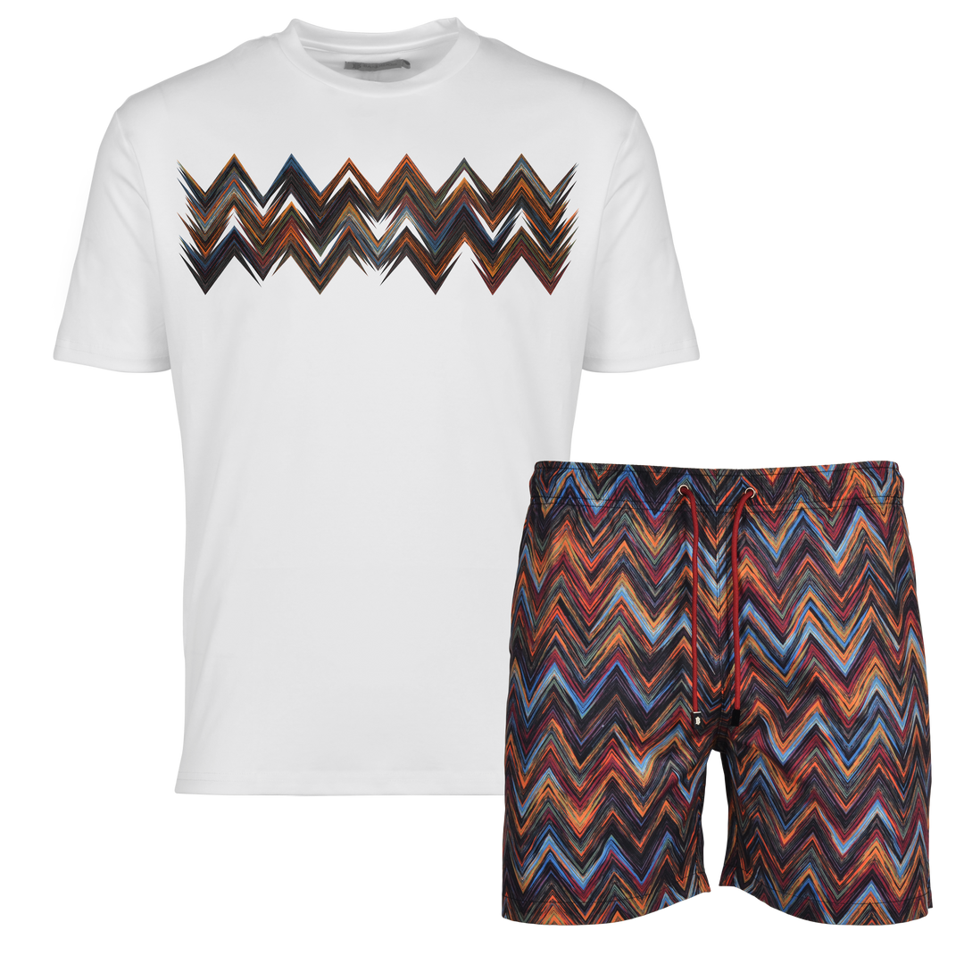 Space Zig Orange - Men's T-shirt & Swim Short Set