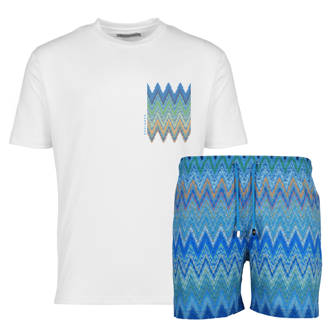 Sequin Zig Amalfi Chest - Men's T-Shirt & Swim Short Set