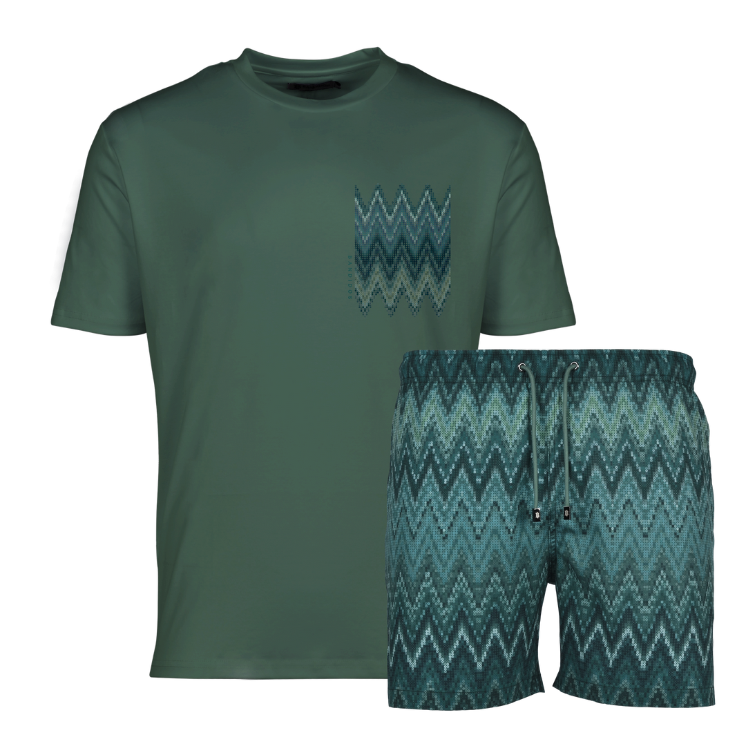 Sequin Zig Bali Chest - Men's T-Shirt & Swim Short Set