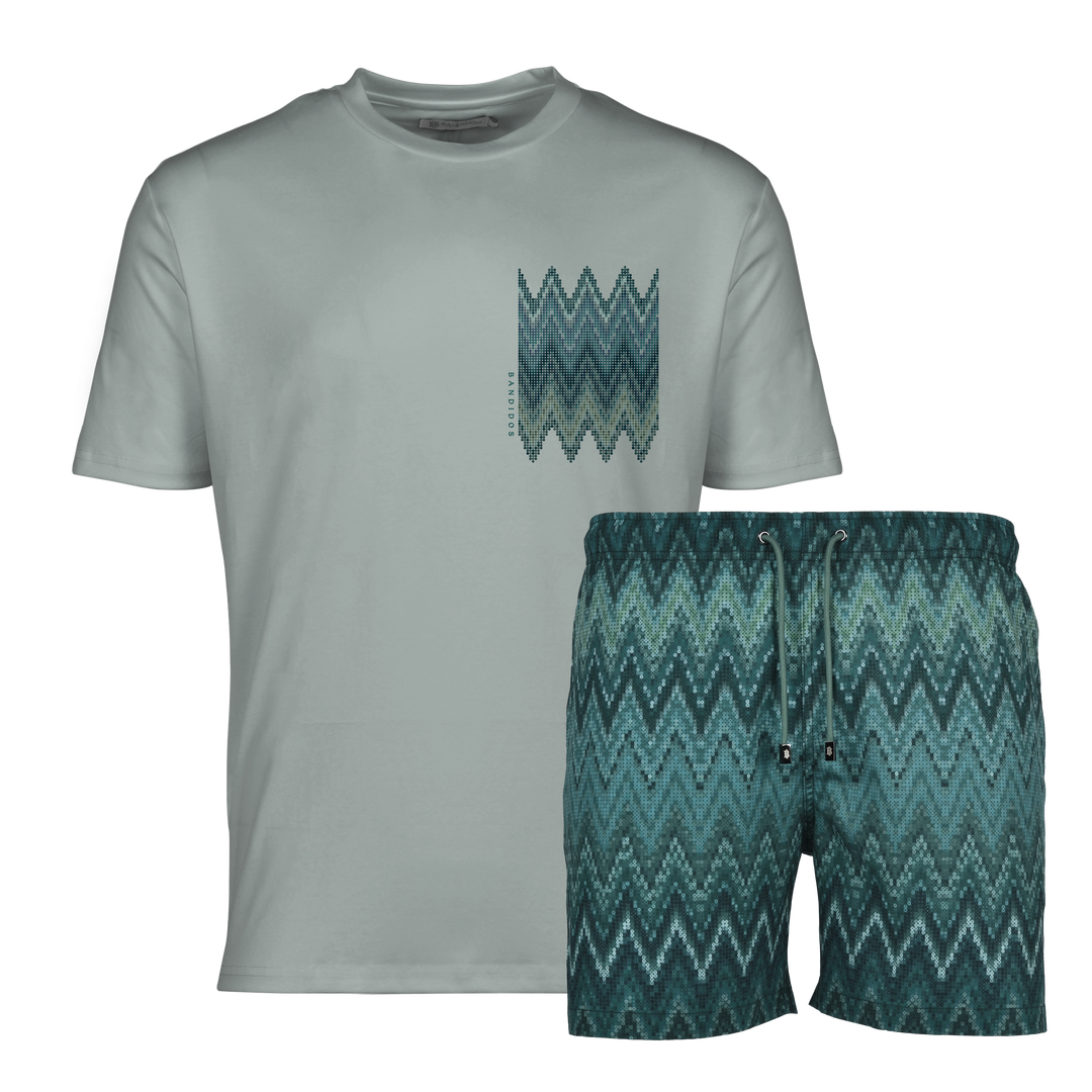 Sequin Zig Bali Chest - Men's T-Shirt & Swim Short Set