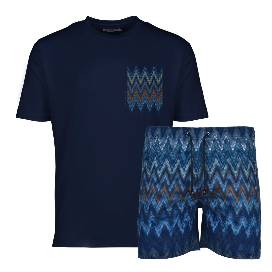Sequin Zig Dubai Chest - Men's T-Shirt & Swim Short Set