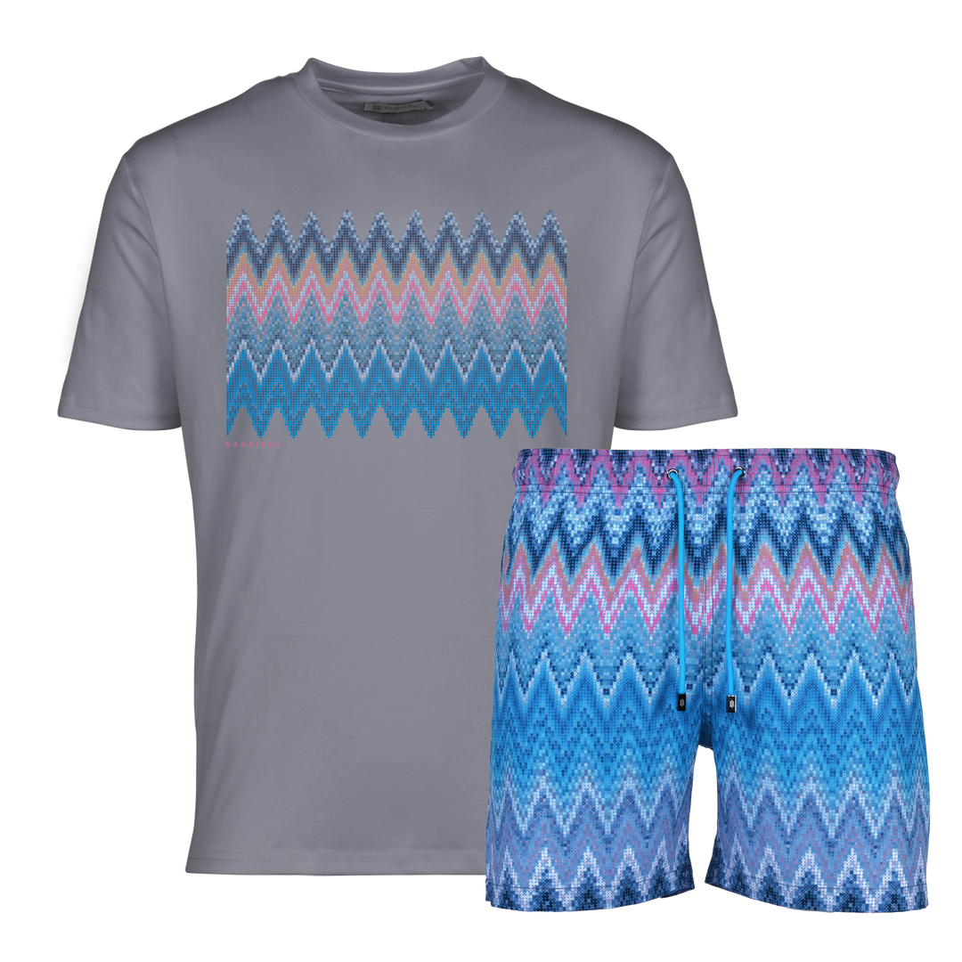 Sequin Zig Miami Box - Men's T-Shirt & Swim Short Set