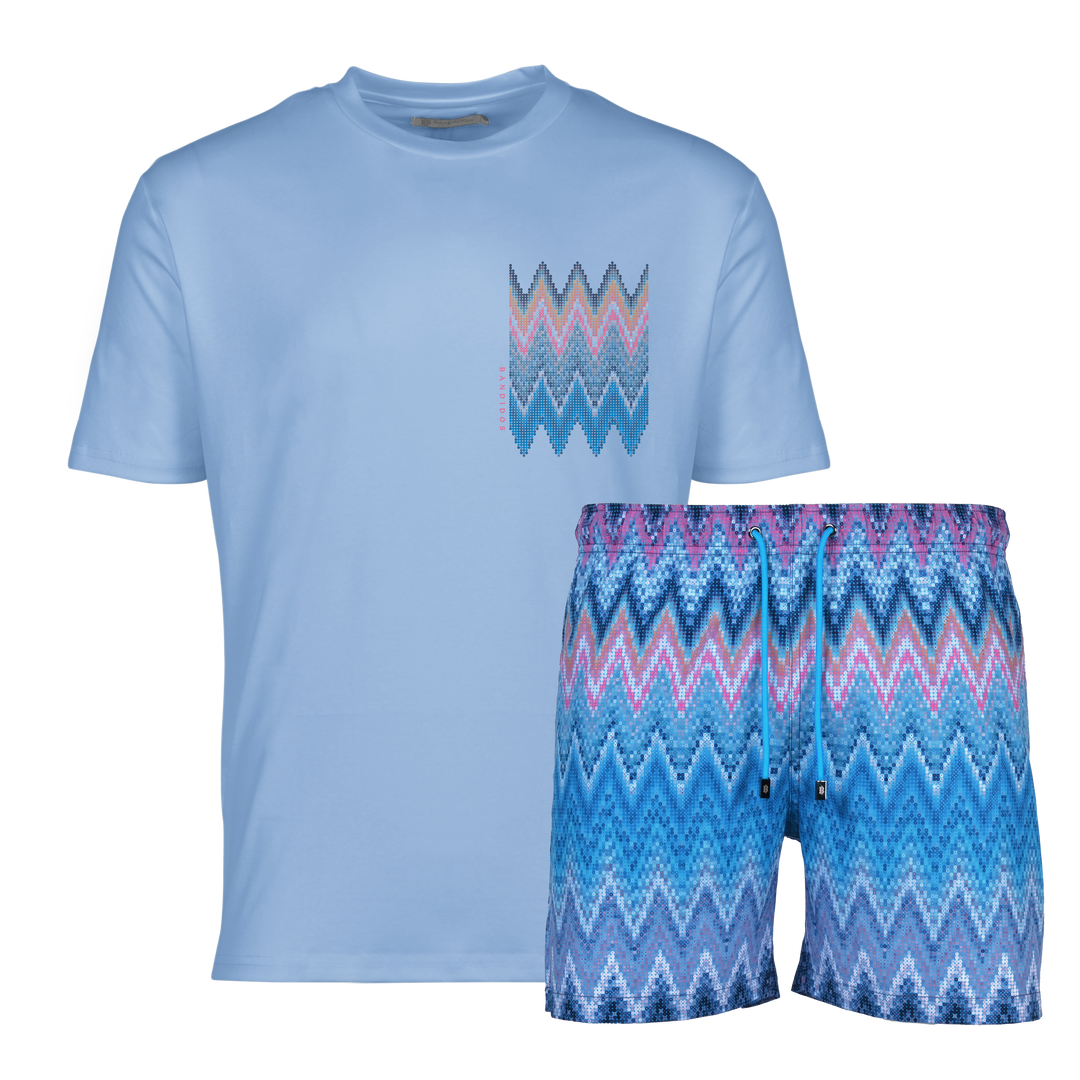 Sequin Zig Miami Chest - Men's T-Shirt & Swim Short Set