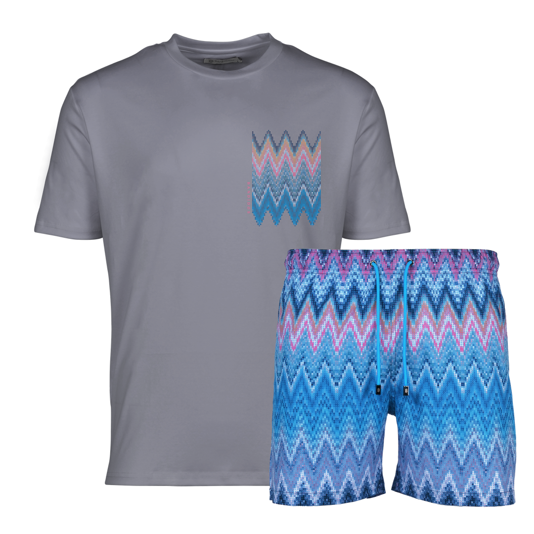 Sequin Zig Miami Chest - Men's T-Shirt & Swim Short Set