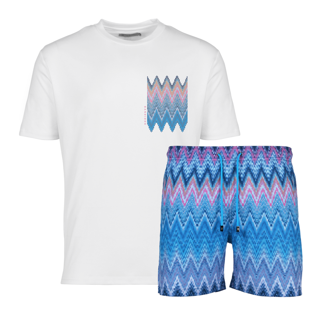 Sequin Zig Miami Chest - Men's T-Shirt & Swim Short Set