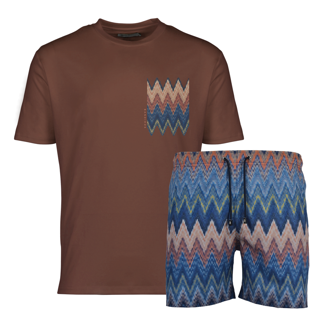 Sequin Zig Marrakech Chest - Men's T-Shirt & Swim Short Set