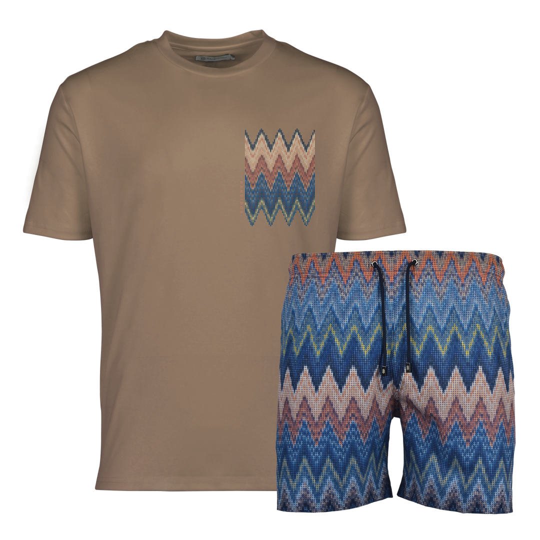 Sequin Zig Marrakech Chest - Men's T-Shirt & Swim Short Set